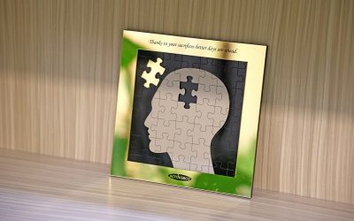 Photo by Babak Eshaghian A jigsaw puzzle head represents thinking